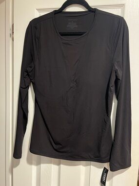 White House Black Market Black Long-Sleeve Layered V-Neck Top
